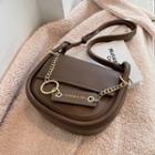 Faux Leather Chain Detail Hobo Bag
