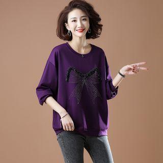 Rhinestone Ribbon Sweatshirt