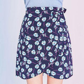 Petal-hem Floral Print Mini Skirt