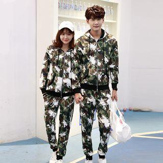 Couple Matching Set : Camouflage Hoodie + Sweatpants