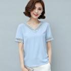 Short-sleeve Lace Trim T-shirt