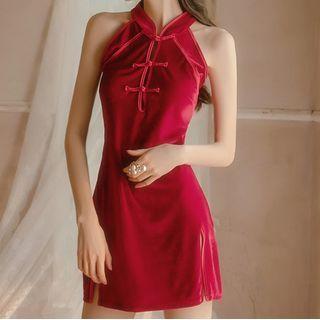 Velvet Qipao Night Dress