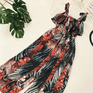 Shoulder-tie Print Jumpsuit