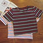 Striped Short Sleeve Cropped T-shirt