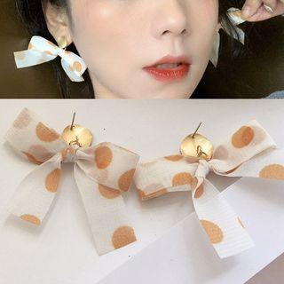 Polka Dot Chiffon Bow Dangle Earring