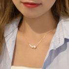 Faux Pearl Pendant Alloy Necklace 4036 - 1 Pc - White & Gold - One Size