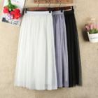 Mesh Pleated A-line Skirt