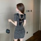 Short-sleeve Leopard Print Mini Dress