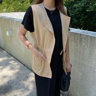 Drawstring-waist Linen Vest