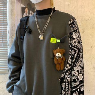 Couple Matching Patterned Panel Sweatshirt
