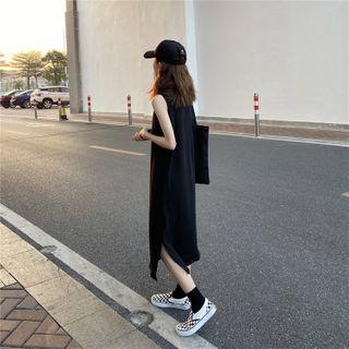 Sleeveless Ribbed Midi A-line Dress