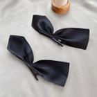 Bow Fabric Hair Clip 1 Pair - Black - One Size