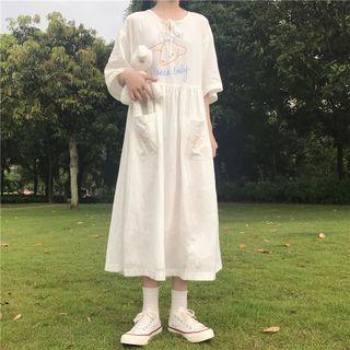 Cartoon Print Short-sleeve Dress As Shown In Figure - One Size