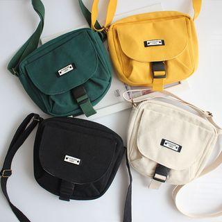 Canvas Buckled Crossbody Zipper Bag