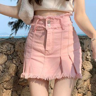 Tassel Trim Denim Pencil Skirt