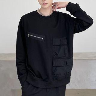 Long-sleeve Front Pocket Zipper Sweatshirt