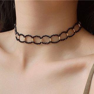 Layered Bead Choker Black - One Size