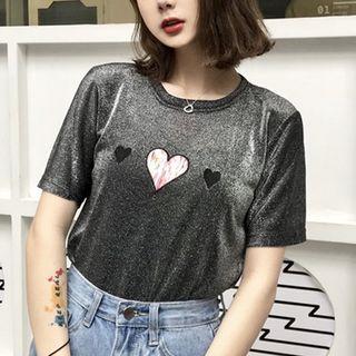 Heart Printed Short Sleeve Tee
