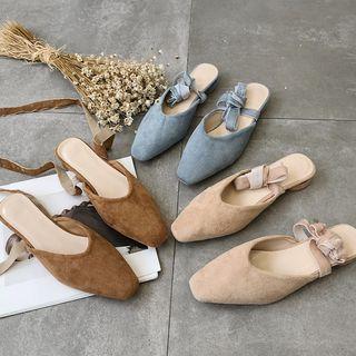 Faux Suede Pointed Toe Gladiator Mules