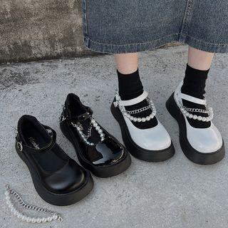 Faux Pearl Chained Mary Jane Shoes