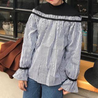 Mock Two Piece Gingham Long Sleeve Top