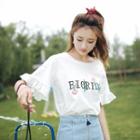 Bell-sleeve Embroidered T-shirt