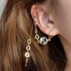 Rhinestone Chained Dangle Earring 1 Pc - With Ear Holes - As Shown In Figure - One Size