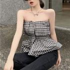 Argyle Print Peplum Tube Top