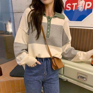 Color Block Sweater Gray & Beige - One Size