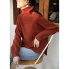 Plain Turtle-neck Dip Back Sweater