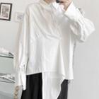 Long-sleeve Plain Asymmetrical Shirt