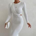 Mock Two-piece Long-sleeve Cutout Knit Bodycon Dress