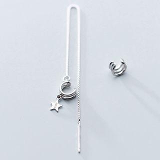 925 Sterling Silver Star Cuff Earring 1 Pair - S925 Silver - One Size