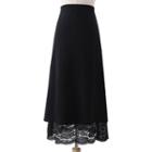 Reversible Lace Panel A-line Knit Skirt