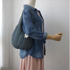 Metal Thread Knit Woven Handle Bag