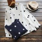 Long-sleeve Round Neck Star Top