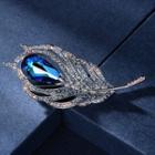 Swarovski Elements Crystal Feather Brooch Feather Brooch - Blue - One Size