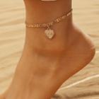 Heart Pendant Alloy Anklet 01 - Gold - One Size