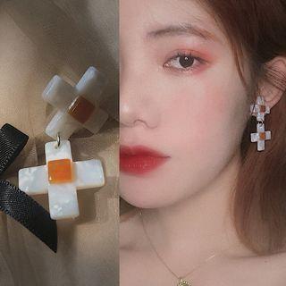 Resin Cross Dangle Earring As Shown In Figure - 1 Pair - One Size