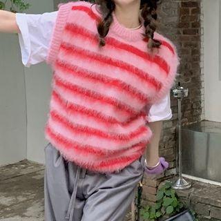 Striped Sweater Vest Stripe - Pink - One Size