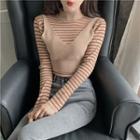 Long-sleeve Striped T-shirt / Knit Vest