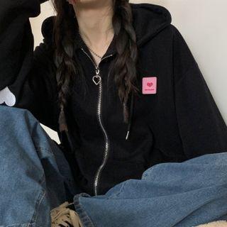 Heart Accent Zipped Hoodie