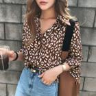 Long-sleeve Leopard Shirt Brown - One Size