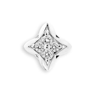 18k White Gold Diamond Accents Quatrefoil Cross Single Stud Earring (0.08cttw), Women Jewelry Gift