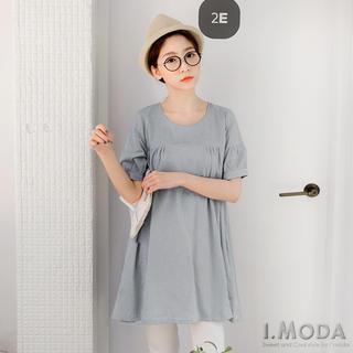 Short-sleeve Shirred Panel Dress