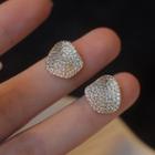 Rhinestone Sterling Silver Ear Stud 1 Pair - S925 Silver - White - One Size