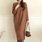 Button-side Napped Midi Dress