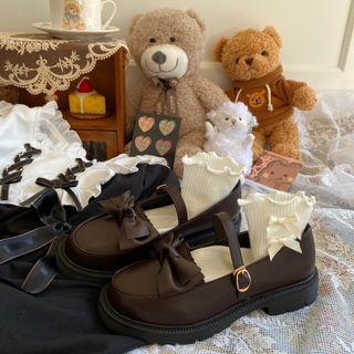 Block Heel Bow Mary Jane Shoes