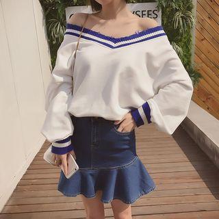 Off Shoulder Long Sweatshirt