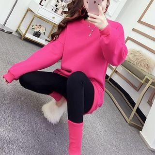 Set: Crew-neck Pullover + Color Block Leggings